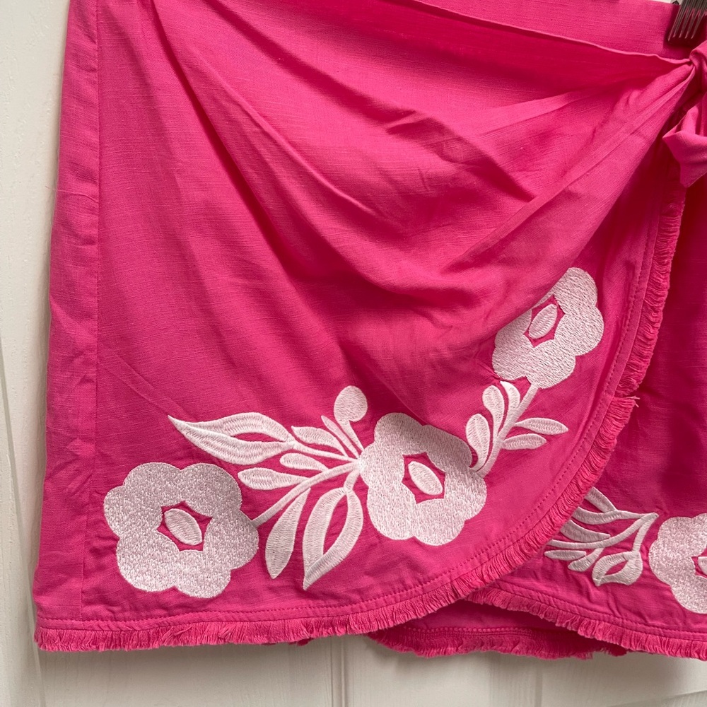 J. Marie Pink Embroidered Wrap Skirt - Picture 2 of 9